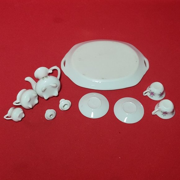 VTG Miniature Tea Set Pink Roses Gold Trim 10 Pc - Picture 9 of 11